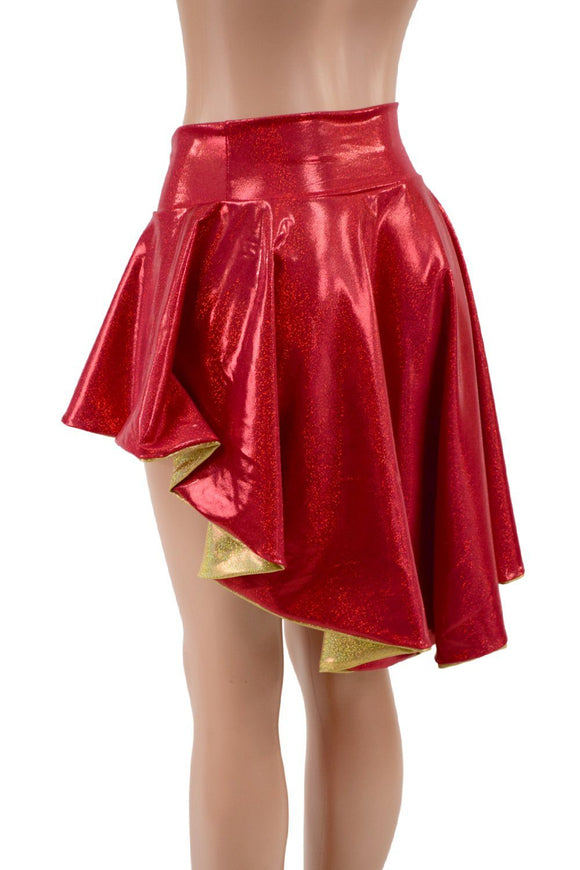 3XL Ready to Ship Red & Gold Hi Lo Flip Skirt - Coquetry Clothing