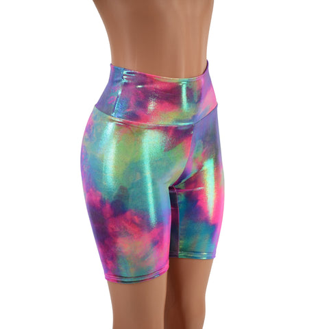 Cotton Candy Holographic Bike Shorts - Coquetry Clothing