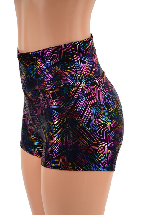 High Waist Shorts in CyberSpace - Coquetry Clothing