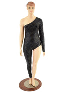 Star Noir Asymmetrical One Leg One Sleeve Catsuit - 2