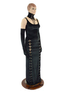 Double Lace Up Thin Strap Velvet Gown (Collar and Gloves Sold Separately) - 3