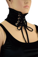 Lace Up Black Velvet Choker Collar - 2