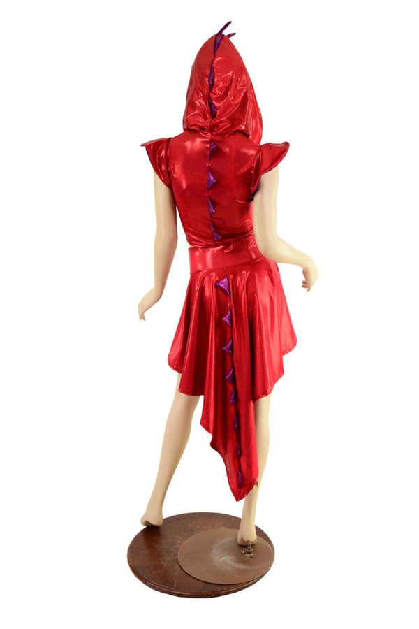 Red Dragon Tail Skirt & Crop Top Set - 4