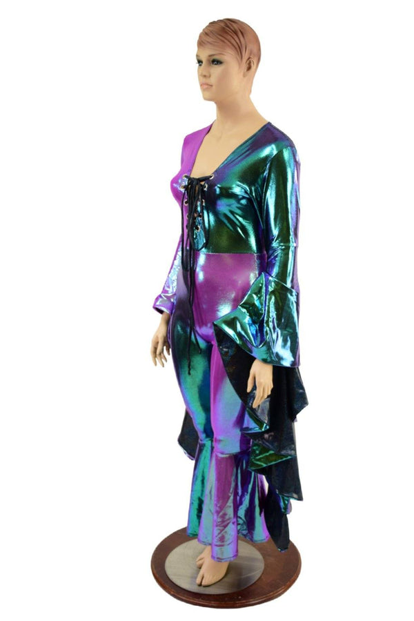 Quad Color Blocked Catsuit with Sorceress Sleeves - 2