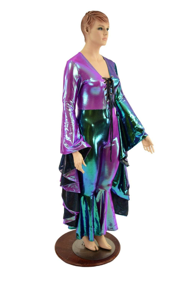 Quad Color Blocked Catsuit with Sorceress Sleeves - 4