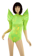 Neon Lime Holographic Mega Sharp Shoulder Romper - 1