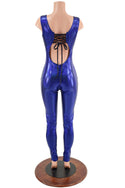 Strappy Back Tank Catsuit in Blue Sparkly Jewel - 4