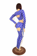 4PC Blue & White Star Fringe Bolero and Chaps Set - Coquetry Clothing