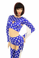 4PC Blue & White Star Fringe Bolero and Chaps Set - Coquetry Clothing