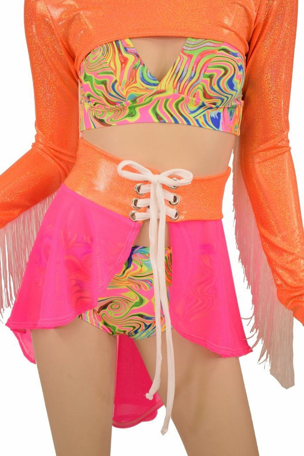 4PC Bralette, Shorts, Bolero & Skirt Set - 7