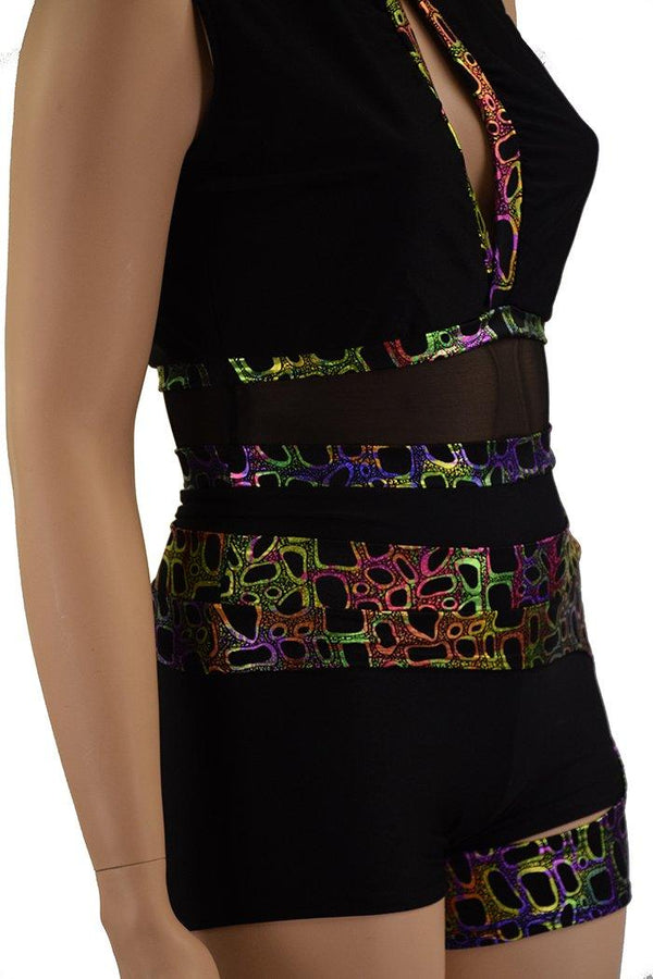 4PC Keyhole Romper, Leg Warmers & Garter Set - 2