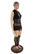 4PC Keyhole Romper, Leg Warmers & Garter Set - 5