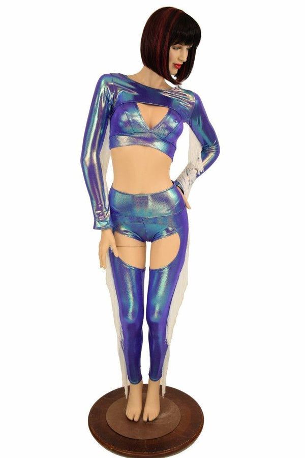 4PC Moonstone Metallic Fringe Bolero & Chaps Set - 2