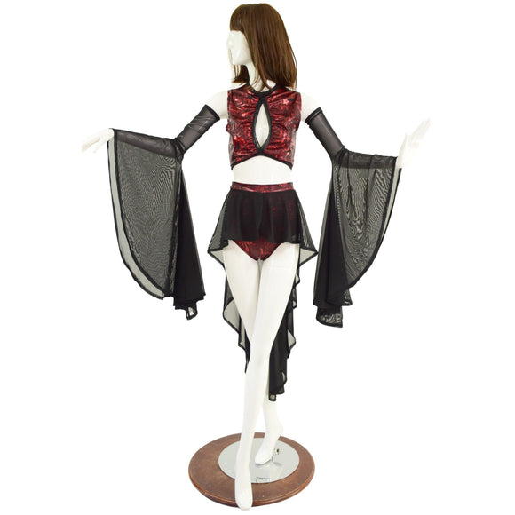 4PC Primeval Red and Black Mesh Set - Coquetry Clothing