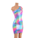 One Shoulder Sleeveless Bodycon Dress in UV Glow Cotton Candy - 3