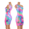 One Shoulder Sleeveless Bodycon Dress in UV Glow Cotton Candy - 1