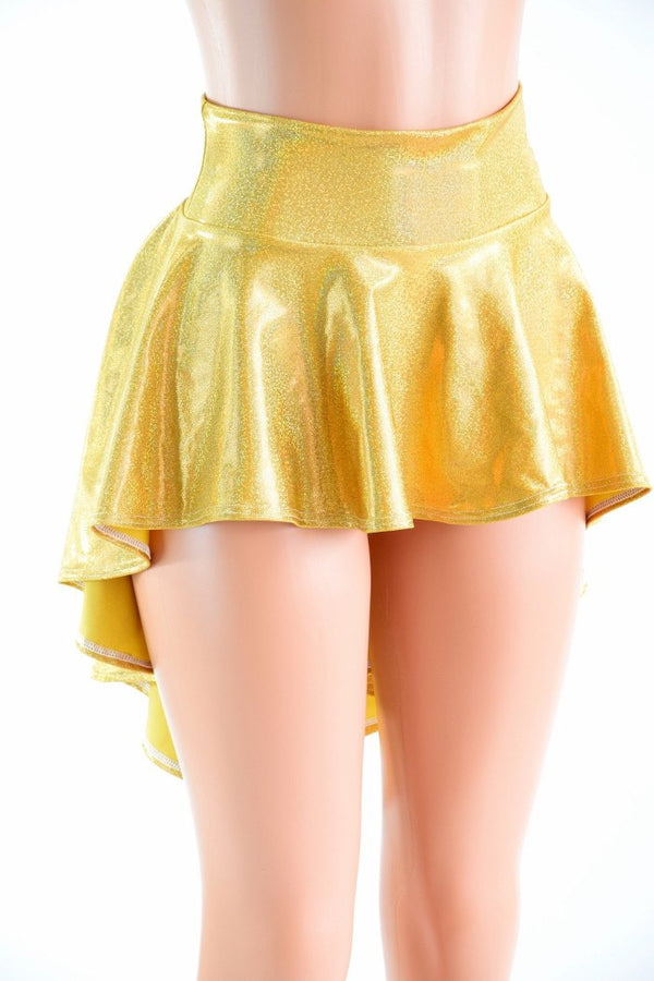Gold Sparkly Holographic Hi Lo Rave Skirt - 4