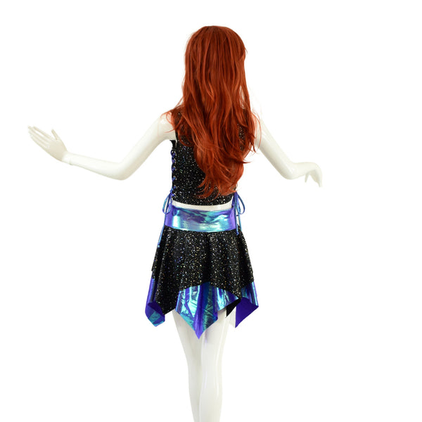3PC Pixie Skirt & Lace Up Side Crop Tank with Sorceress Bolero Set - 8