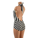 Josie Romper in Black and White Checkered and Stripes - 3