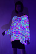 LongSleeve Pullover Poncho in Neon Orb - 6