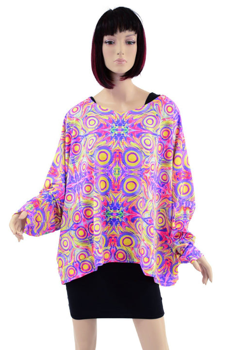 LongSleeve Pullover Poncho in Neon Orb - Coquetry Clothing