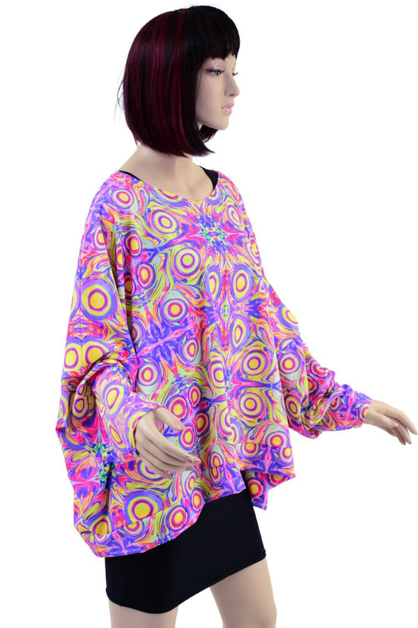 LongSleeve Pullover Poncho in Neon Orb - 2
