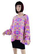 LongSleeve Pullover Poncho in Neon Orb - 4