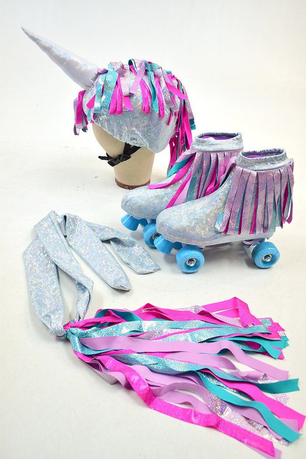 Unicorn Roller Skate and Helmet Cover Set with Tail Sash - 2