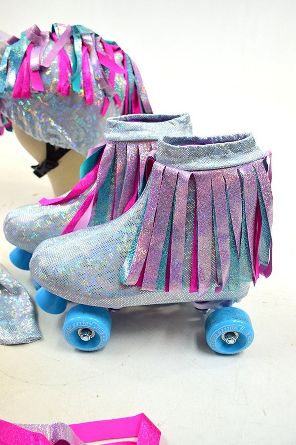 Unicorn Roller Skate and Helmet Cover Set with Tail Sash - 6
