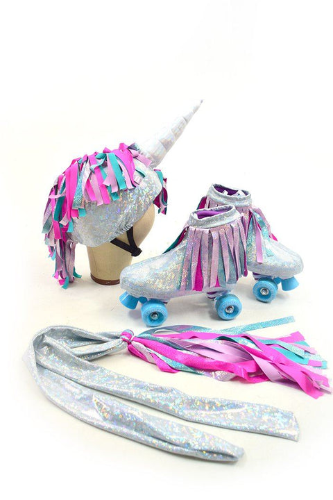 Unicorn Roller Skate and Helmet Cover Set with Tail Sash - Coquetry Clothing