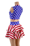 Patriotic Open Front Lace Up Skirt & Keyhole Top Set - 4