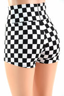 Checkered High Waist Shorts - 3