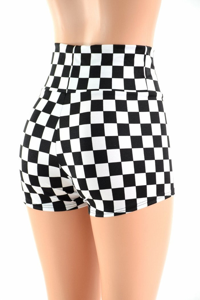 Checkered high waisted shorts on sale