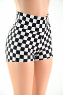 Checkered High Waist Shorts - 1