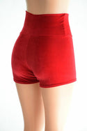 Red Velvet High Waist Shorts - 4