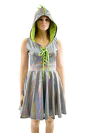 Lace Up Bodice Dragon Hoodie Skater Dress - 2