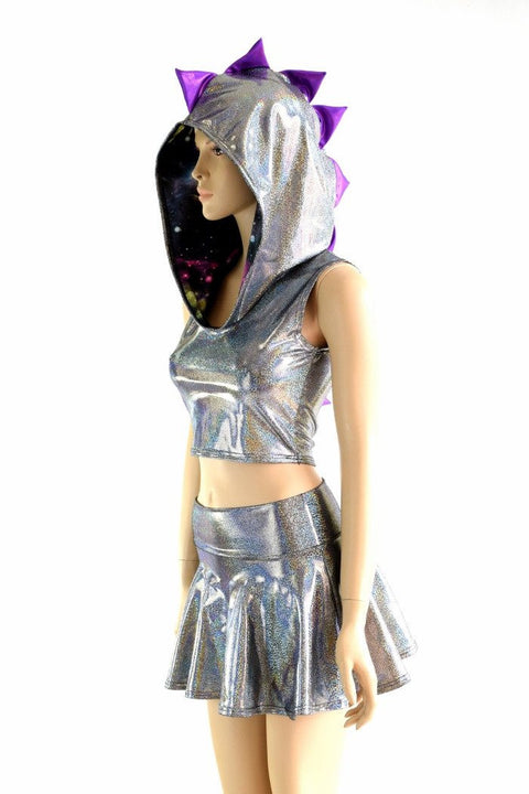 Silver Holographic Dragon Hoodie Set - Coquetry Clothing