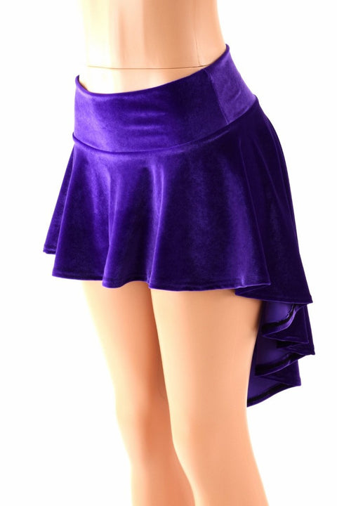 Purple Velvet Hi-Lo Mini Skirt - Coquetry Clothing