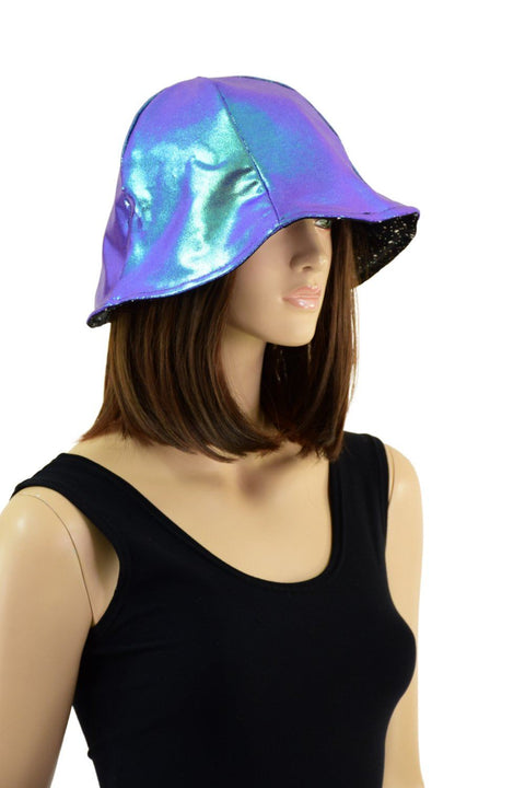 Reversible Bucket Hat in Moonstone and Star Noir - Coquetry Clothing