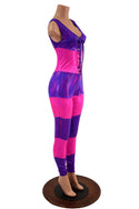 Evolution Seven Layer Catsuit in Neon Pink & Grape Holographic - 5