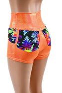 High Waist Shorts with Contrast Pockets - 7