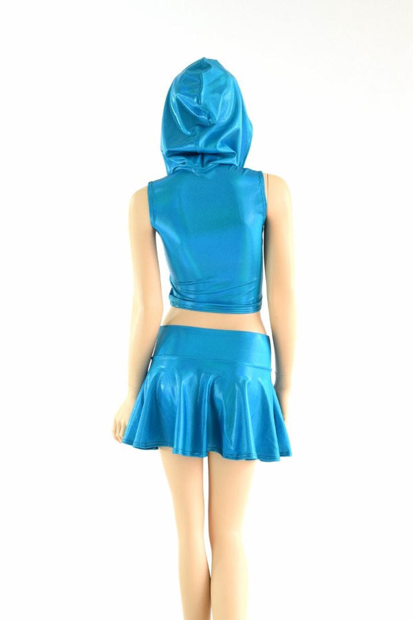 2PC Sleeveless Hoodie & Rave Skirt Set - 5