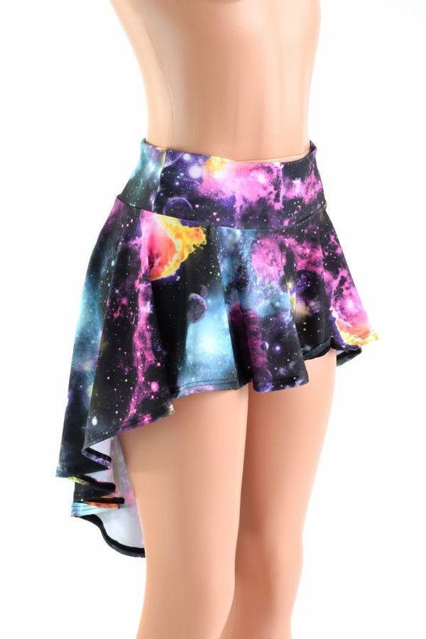 UV Glow Galaxy Hi Lo Rave Mini Skirt - 1