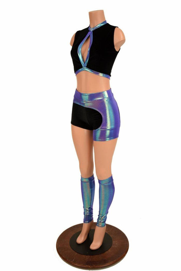 5PC Top, Shorts, Legwarmers & Garter Set - Coquetry Clothing