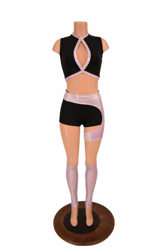5PC Top, Shorts, Legwarmers & Garter Set - Coquetry Clothing