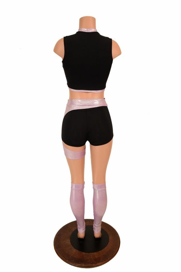 5PC Top, Shorts, Legwarmers & Garter Set - Coquetry Clothing