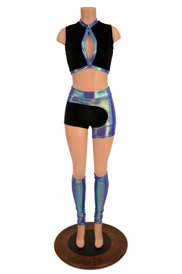 5PC Top, Shorts, Legwarmers & Garter Set - Coquetry Clothing