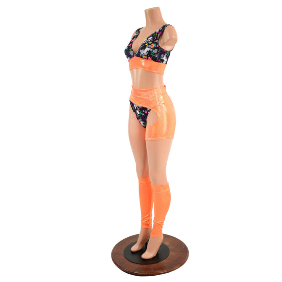 5PC Top, Thong, Legwarmers & Garter Set - Coquetry Clothing