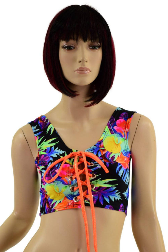 6" Mini Lace Up Front Crop Tank - Coquetry Clothing