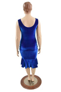 Sapphire Velvet Tank Style Ruffled Wiggle Dress - 4